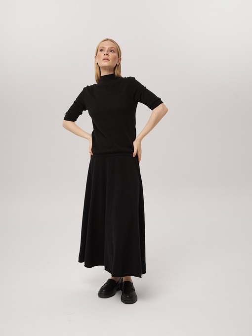 Юбка из кашемира черная P-001-3068