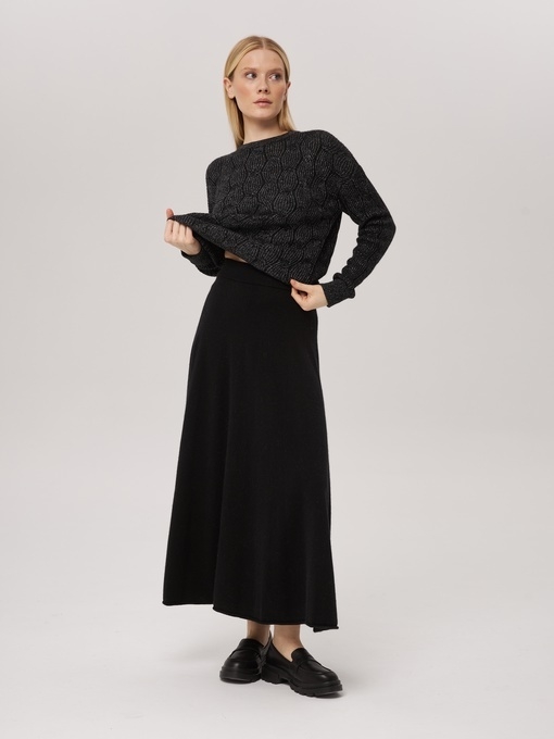 Юбка из кашемира черная P-001-3068