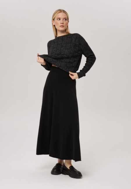 Юбка из кашемира черная P-001-3068