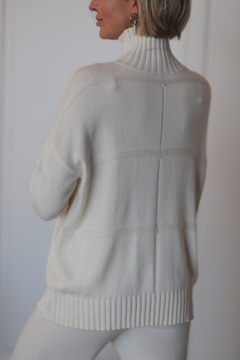 Свитер из кашемира с воротником белый LND2023-99-3080