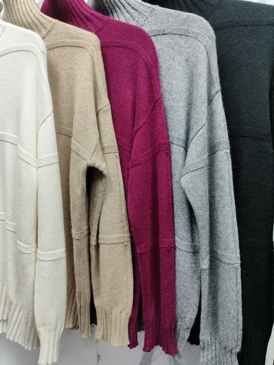 Свитер из кашемира с воротником белый LND2023-99-3080