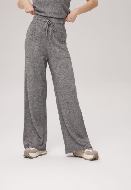 Брюки палаццо с карманами серые LND2301-3079