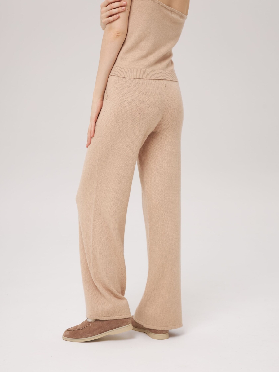 Брюки палаццо с карманами светло-бежевые LND2301-3034