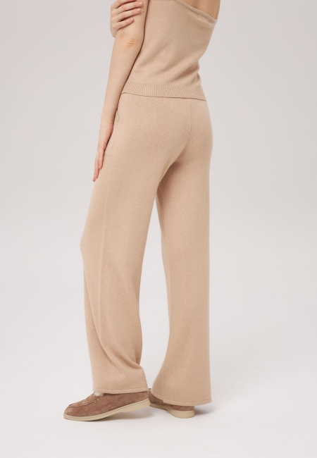 Брюки палаццо с карманами светло-бежевые LND2301-3034