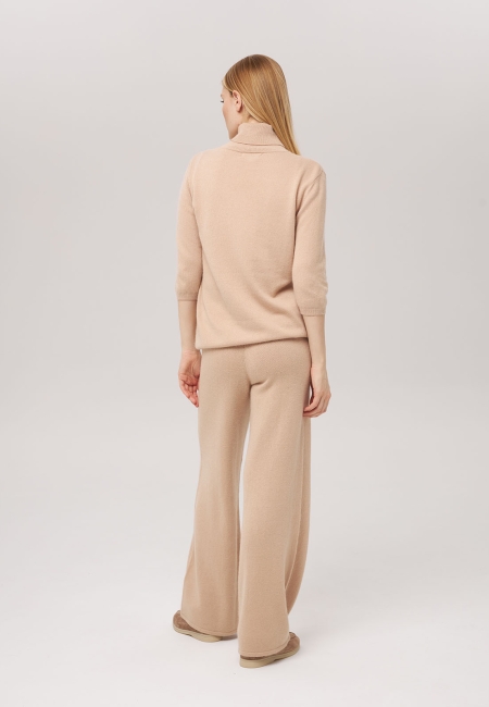 Брюки палаццо с карманами светло-бежевые LND2301-3034