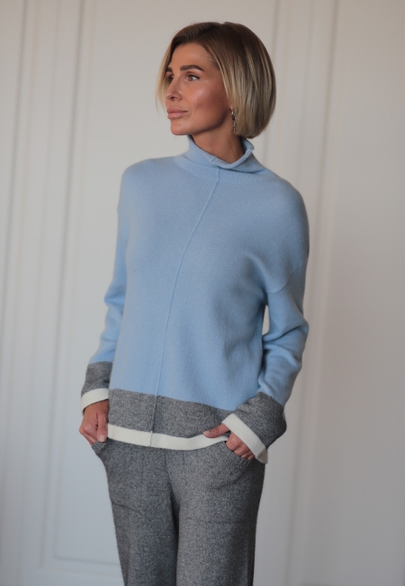 Джемпер из кашемира голубой LND23-15-3047