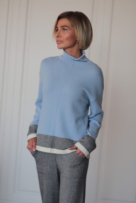 Джемпер из кашемира голубой LND23-15-3047