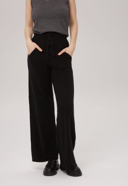 Брюки палаццо с карманами черные LND2301-3068