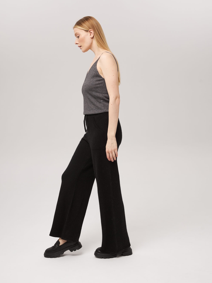 Брюки палаццо с карманами черные LND2301-3068