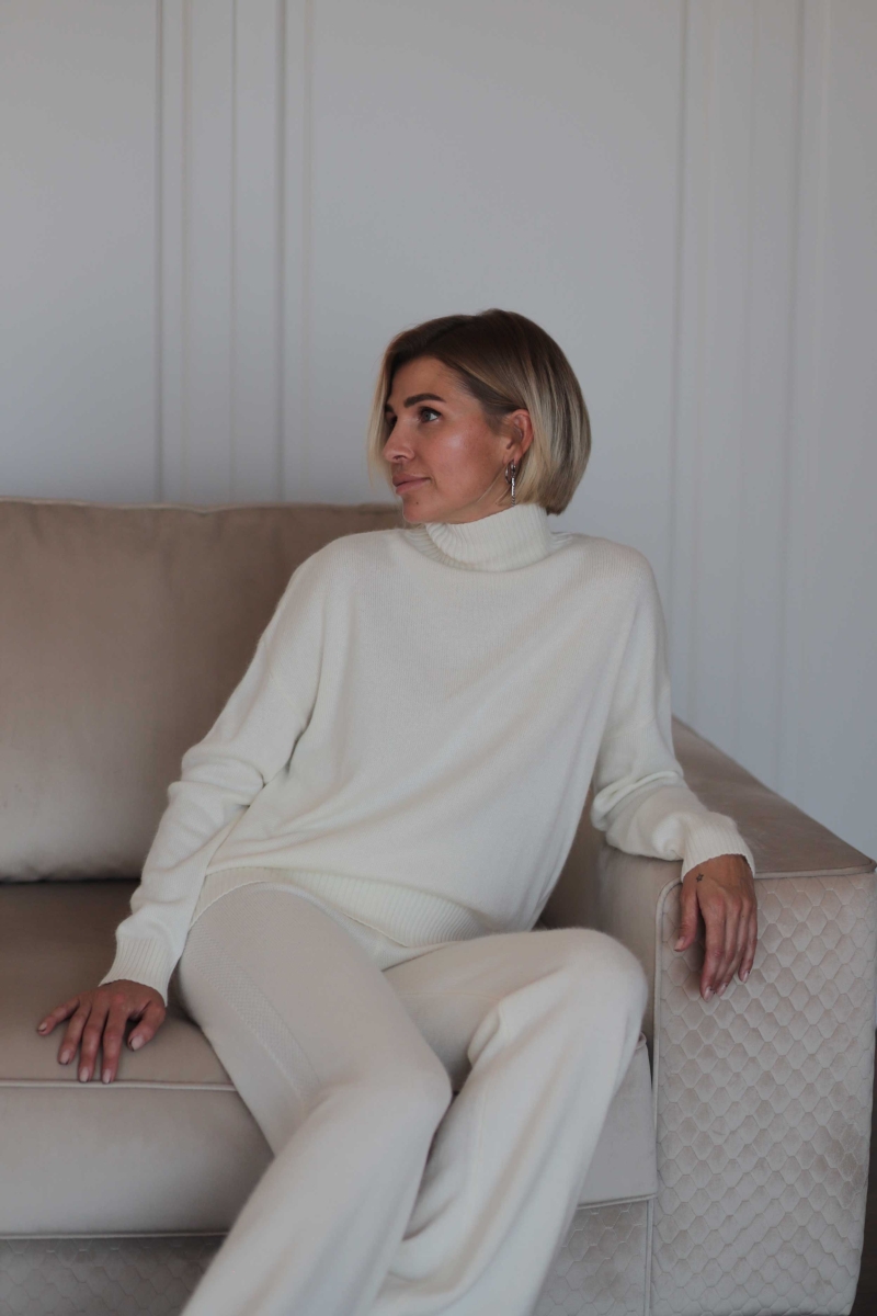 Свитер свободного кроя из кашемира белый L202310-3080