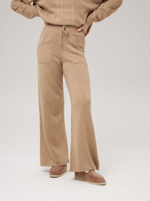 Брюки палаццо с карманами бежевые LND2301-3023