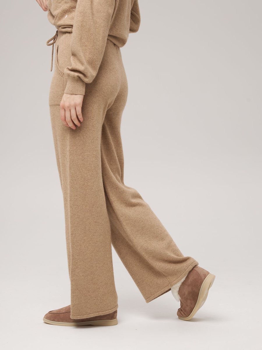 Брюки палаццо с карманами бежевые LND2301-3023