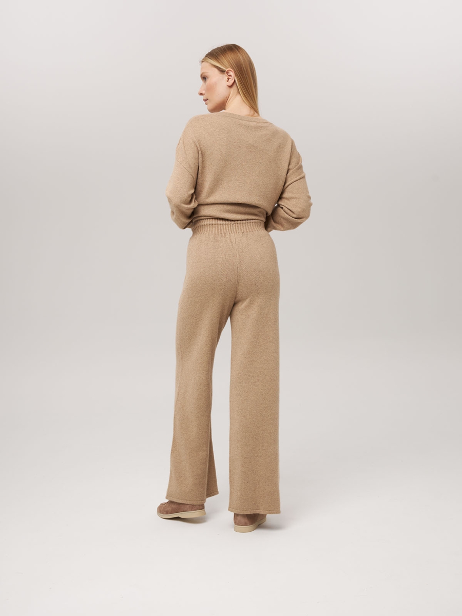 Брюки палаццо с карманами бежевые LND2301-3023