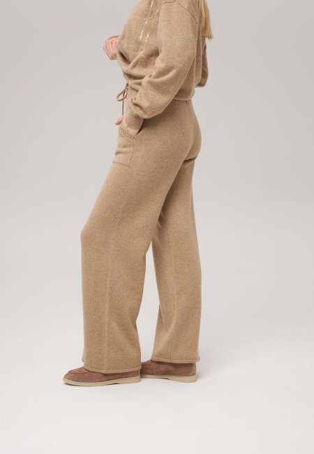 Брюки палаццо с карманами бежевые LND2301-3023