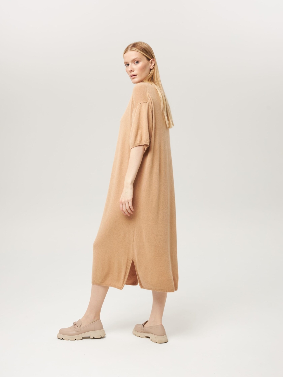 Платье-свитер с коротким рукавом грибной L202302-3092