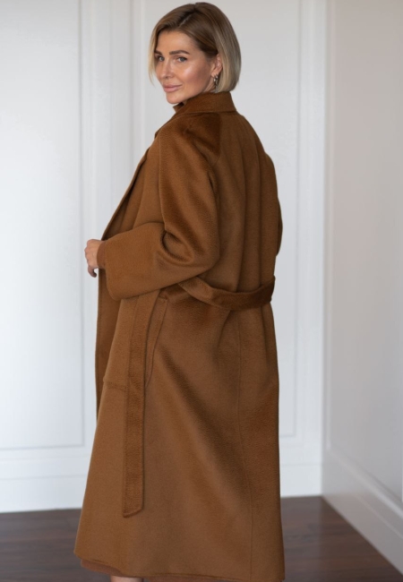 Пальто из кашемира в двух вариациях длины camel LP006-3052