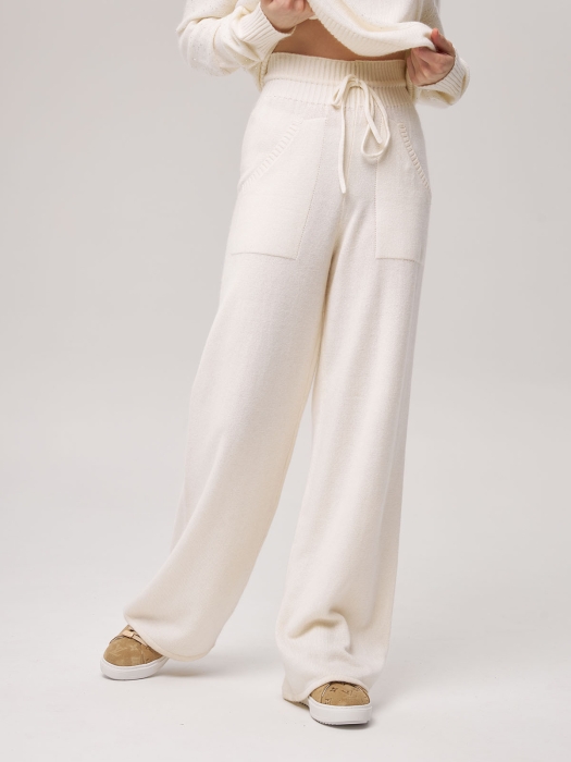 Брюки палаццо с карманами белые LND2301-3080