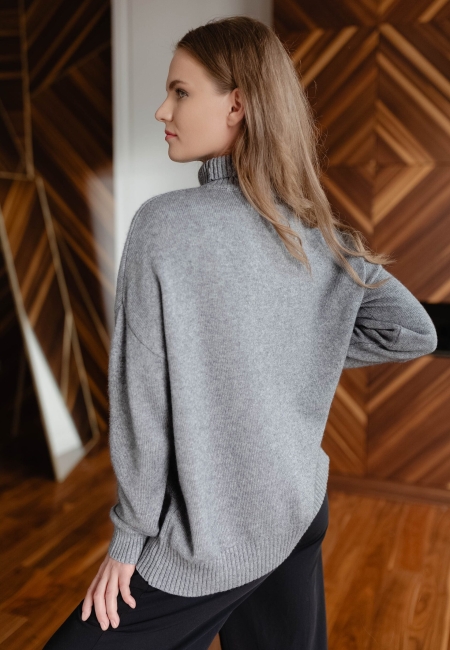 Свитер свободного кроя из кашемира серый L202310-3079