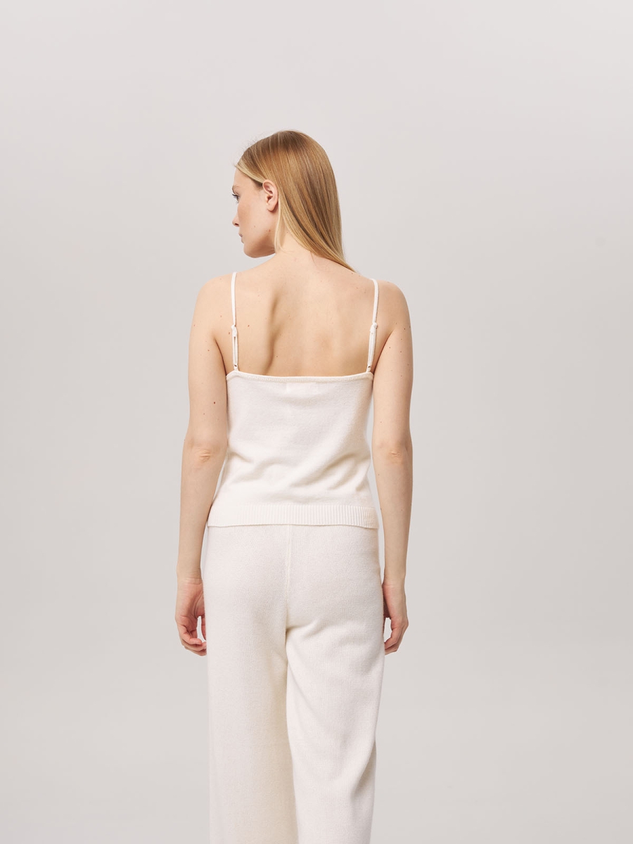 Топ из кашемира на тонких лямках белый L2023-100-3080