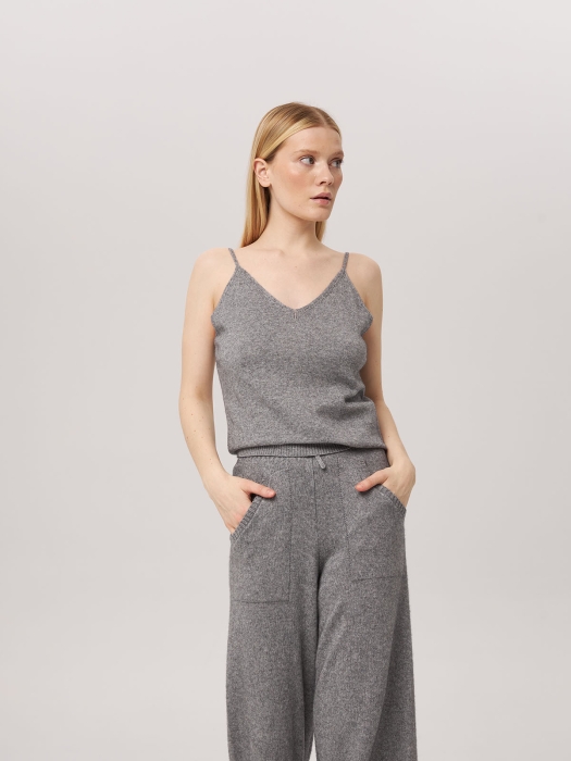 Топ из кашемира на тонких лямках серый L2023-100-3079