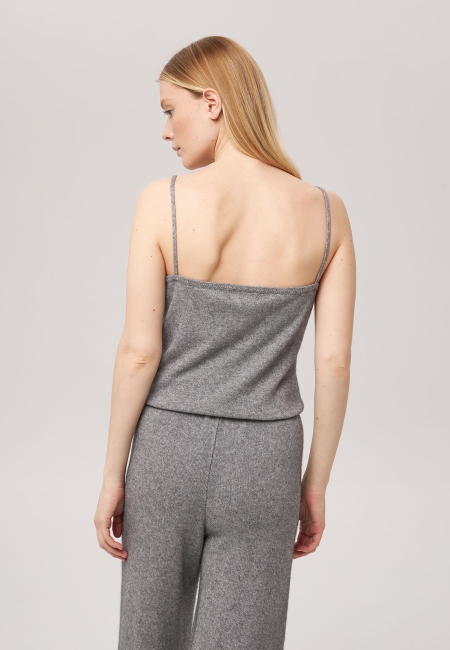 Топ из кашемира на тонких лямках серый L2023-100-3079