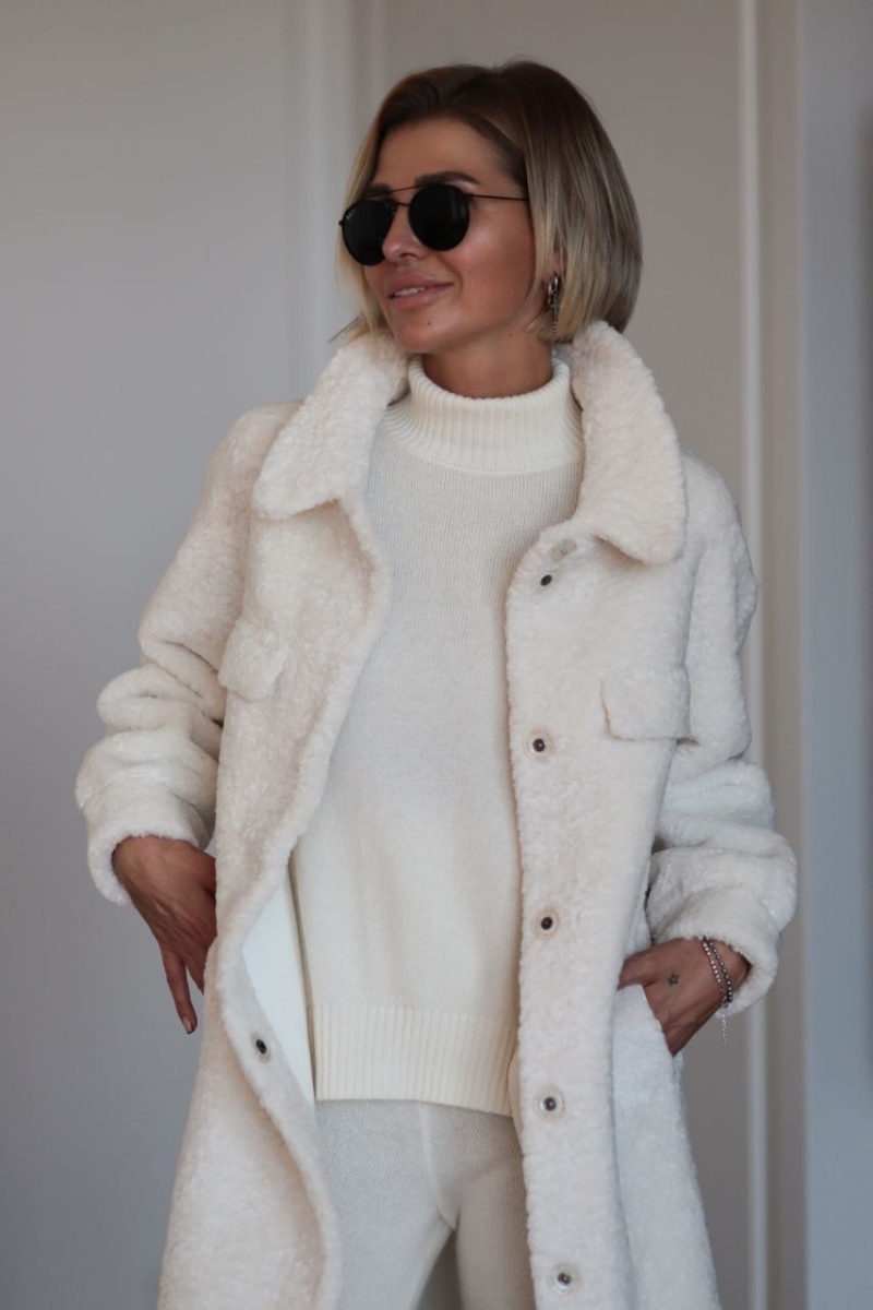 Пальто барашек белое J10509-white