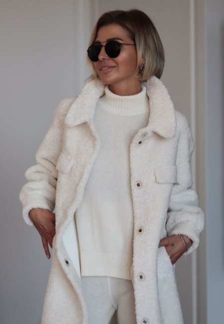 Пальто барашек белое J10509-white