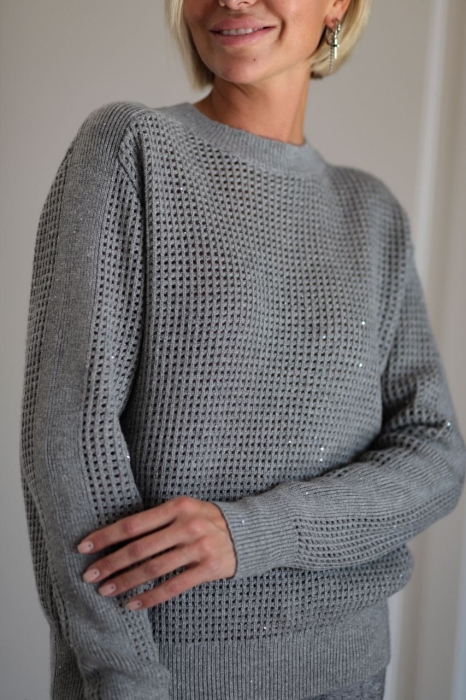 Джемпер из кашемира с люрексом серый L2023-111-3079