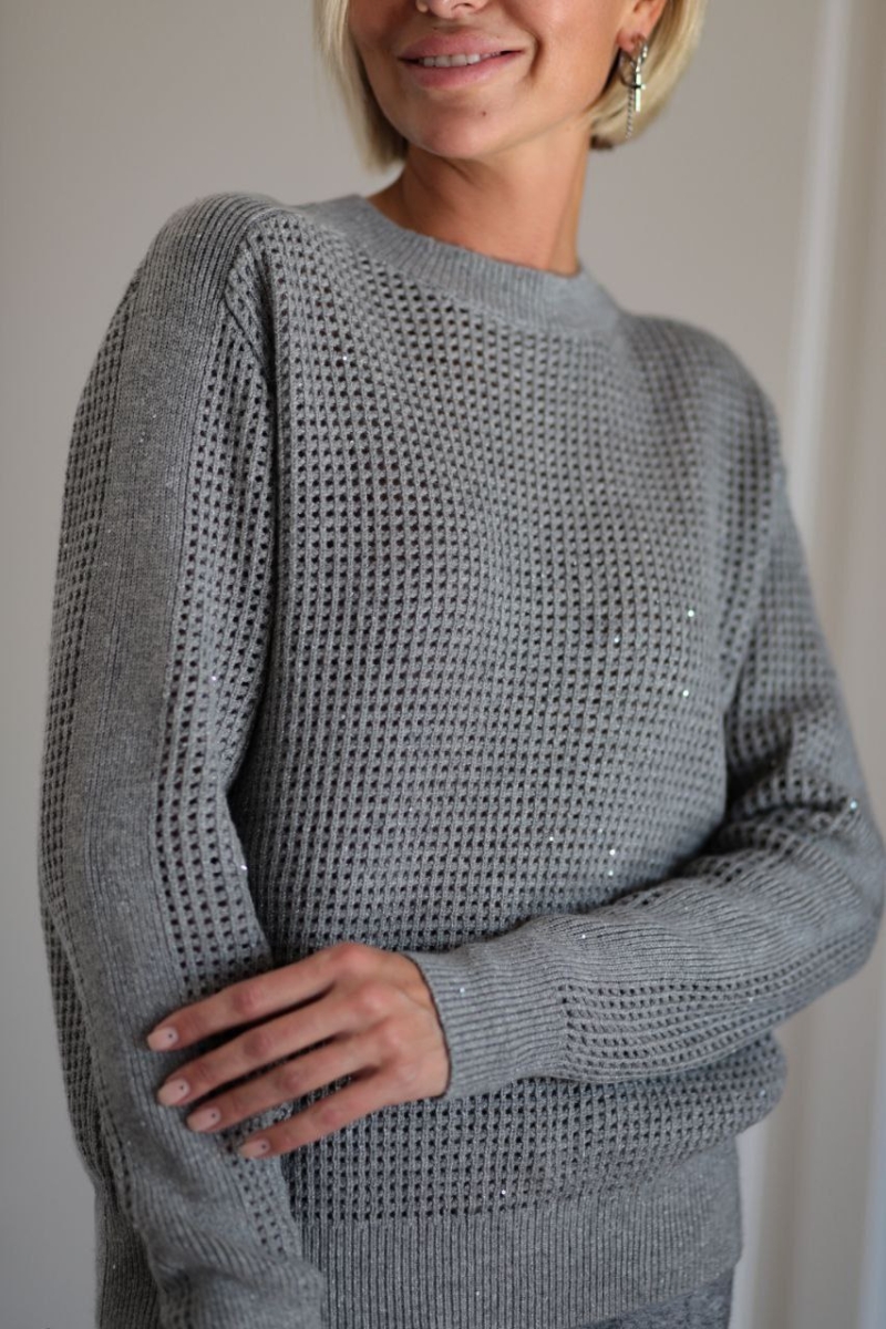 Джемпер из кашемира с люрексом серый L2023-111-3079