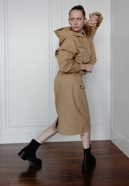 Костюм с карманами бежевый 808-beige