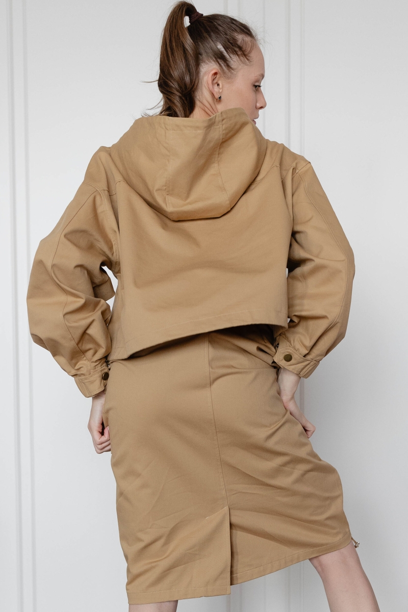 Костюм с карманами бежевый 808-beige