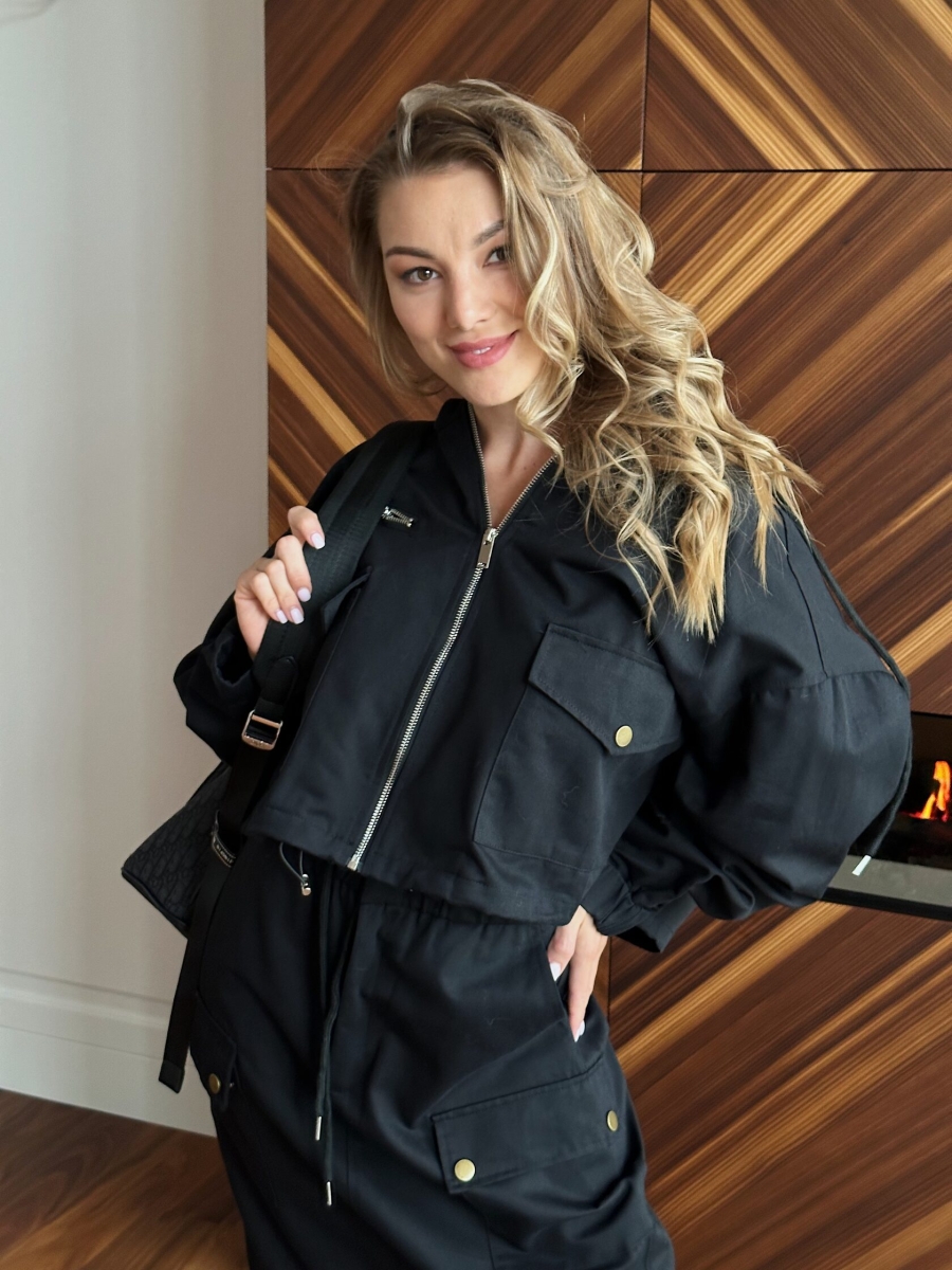 Костюм с карманами черный 808-black