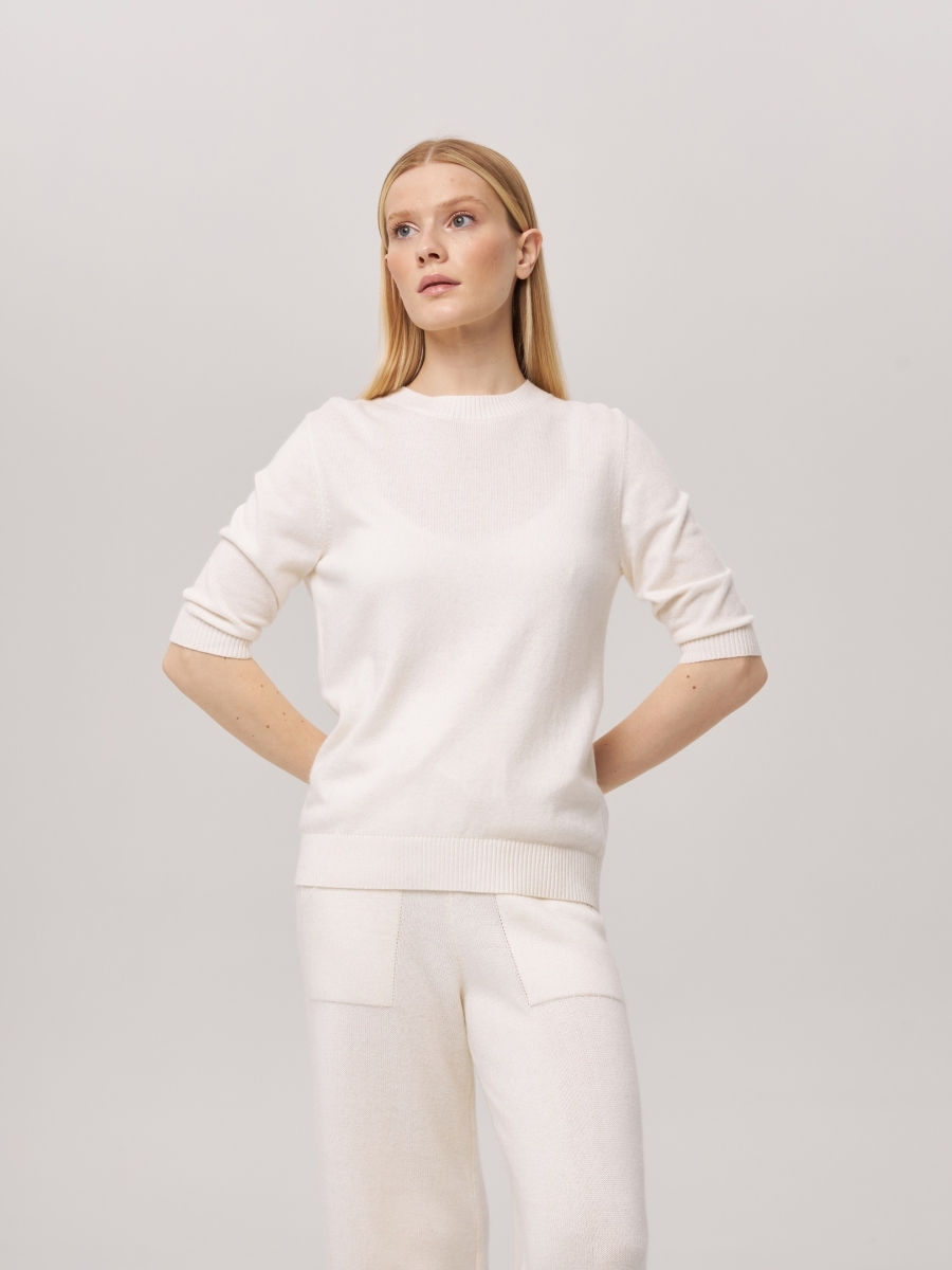 Джемпер с коротким рукавом белый L202308D-3080