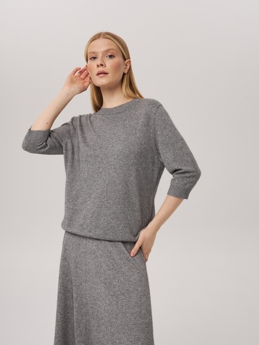 Джемпер с коротким рукавом серый L202308D-3079