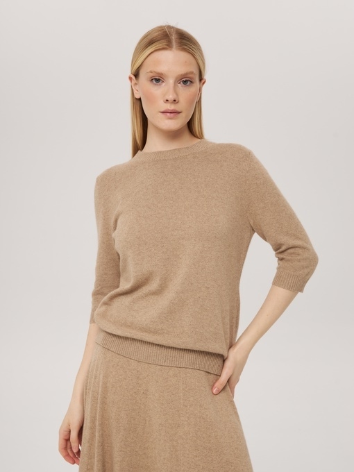 Джемпер с коротким рукавом бежевый L202308D-3023