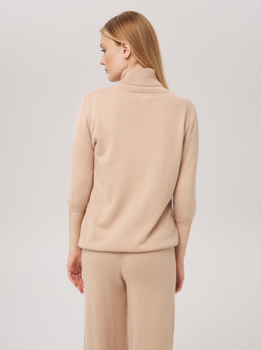 Свитер с коротким рукавом и карманом светло-бежевый L202308E-3034