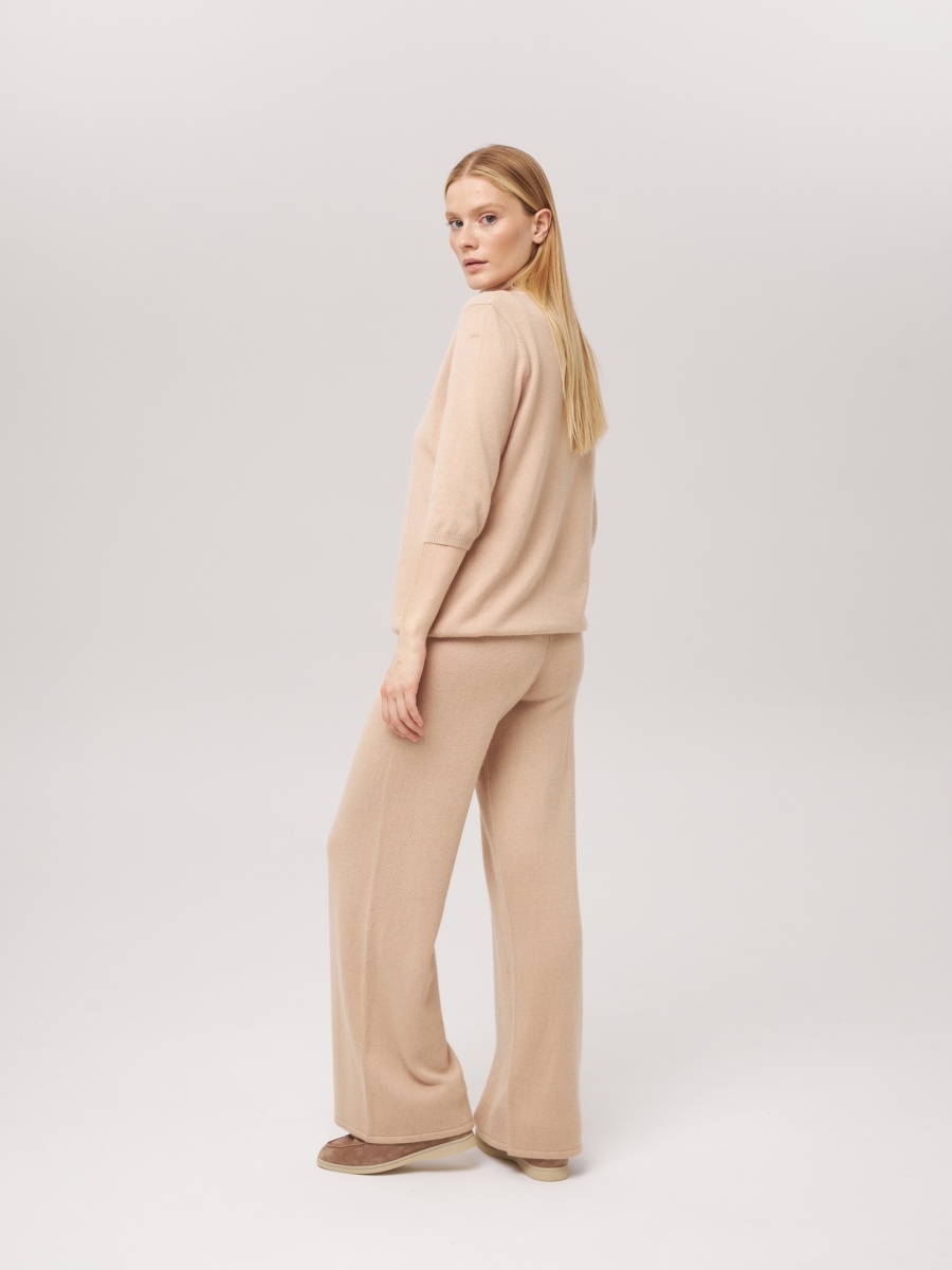 Свитер с коротким рукавом и карманом светло-бежевый L202308E-3034