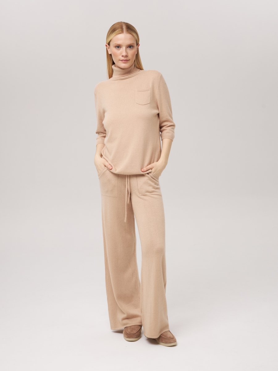 Свитер с коротким рукавом и карманом светло-бежевый L202308E-3034