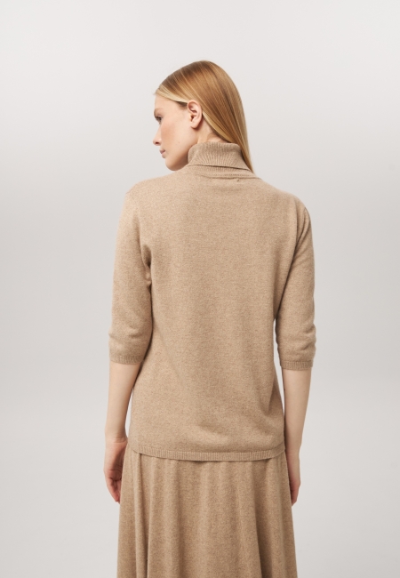 Свитер с коротким рукавом и карманом песочный L202308E-3023