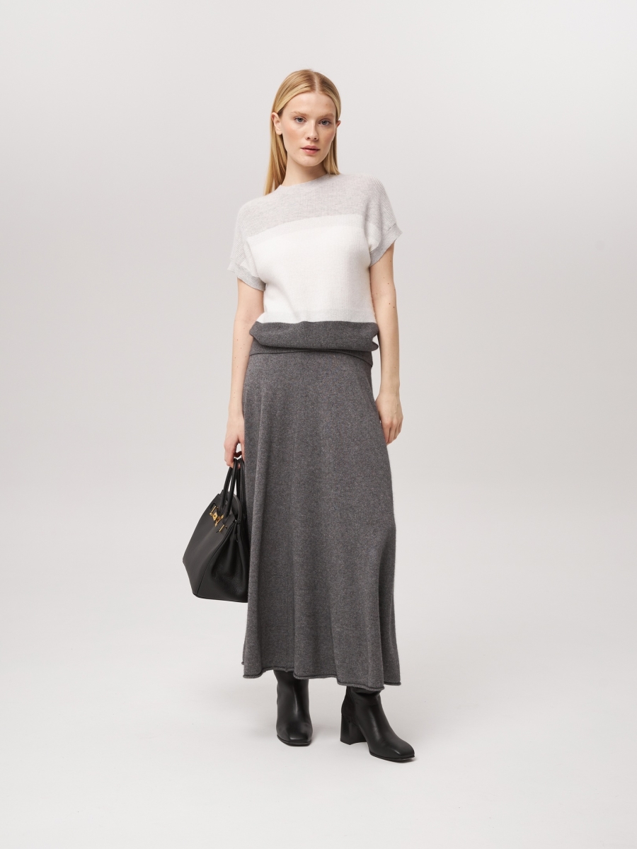 Джемпер с коротким рукавом светло-серый P-006-3079