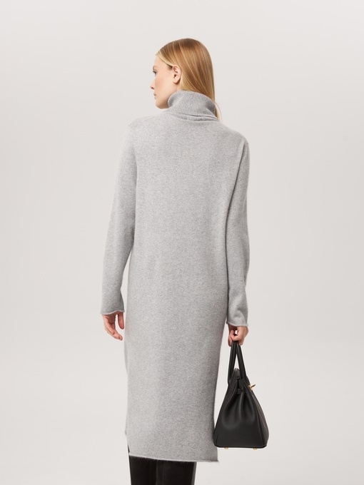 Платье из кашемира с высоким горлом серое L202309-3079