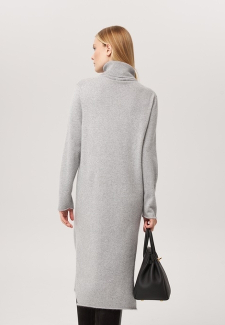 Платье из кашемира с высоким горлом серое L202309-3079
