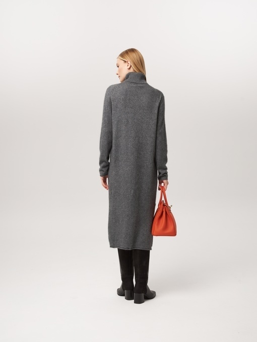 Платье из кашемира с высоким горлом темно-серое L202309-3030