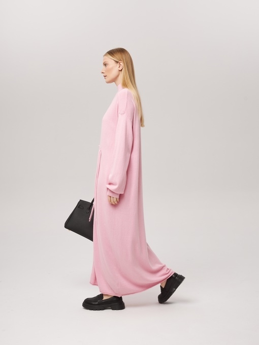 Платье длинное с кулиской розовое LND2023-229-3038