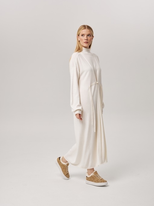 Платье длинное с кулиской белое LND2023-229-3080