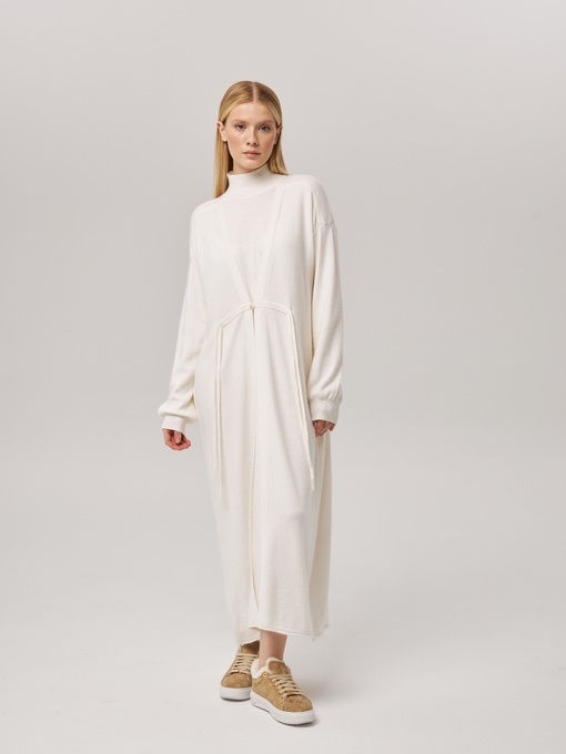 Платье длинное с кулиской белое LND2023-229-3080