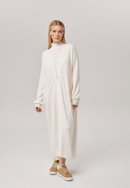 Платье длинное с кулиской белое LND2023-229-3080