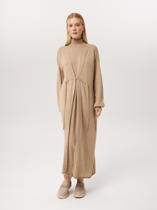 Платье длинное с кулиской песочное LND2023-229-3023