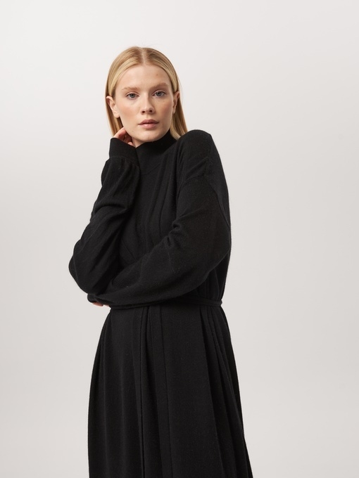 Платье длинное с кулиской черное LND2023-229-3068