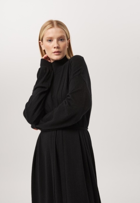 Платье длинное с кулиской черное LND2023-229-3068